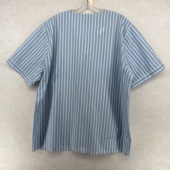 WESTCHESTER CLASSIC Pajama Top Mens L Striped Cotton Blend Button Up V-Neck Blue - Picture 2 of 11